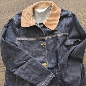 Hm girl navy denim jacket with beige corduroy collar
